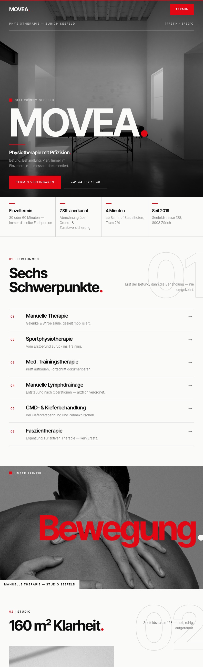 Konzeptstudie Movea, ganze Startseite